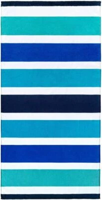 Toalla de playa de terciopelo a rayas tonos marinos 30"x 60" Foto 1 de 2