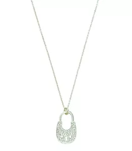 MICHAEL KORS MK Fashion Silver-Tone Brass Lock Pendant Necklace $100.00 - Picture 1 of 7