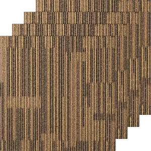 VEVOR Carpet Tile Floor 12pcs Squares w/Padding Attached 20"x 20"Mixed Brown - Picture 1 of 12