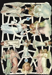 German Vintage Style Scrap Die Cut - Christmas / Easter Pastel Angels EF7438 - Picture 1 of 2