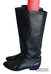 Vintage Cobbies hohe Stiefel flach 80er schwarz Leder Gr. 7,5 - Bild 1 von 5