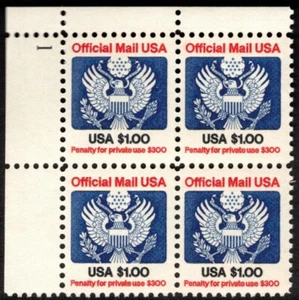 US Scott O132 Official Mail ~ $1.00 ~ Jan 12, 1985 ~ Plate Block ~ VF NH OG - Picture 1 of 1
