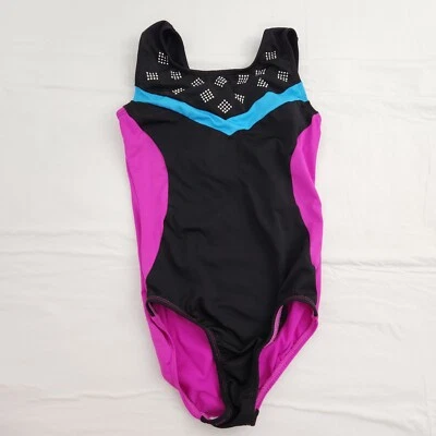 Leotardo de baile de gimnasia estilo libre niñas púrpura negro azul bling 10/12 Foto 1 de 4
