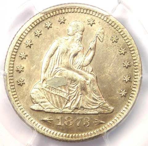1873 Arrows Seated Liberty Quarter 25C - PCGS Uncirculated Details (UNC MS BU)! Cover