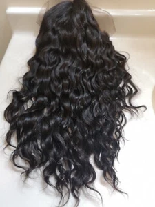  Custom High Quality Sexy 17'' Human Hair 13x6 Front Lace Wig 1B Bleach Knots  - Picture 1 of 24