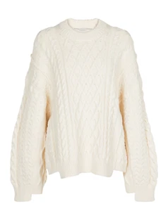 STELLA MCCARTNEY ARAN-KNIT COTTON BLAND SWEATER IN NATURAL SIZE 46IT (10 US) - Picture 1 of 11