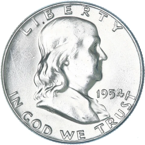 1954 (P) Franklin Half Dollar 90% Silver BU US Coin Cover