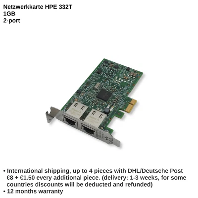 HPE 332T 1GB 2-port Netzwerkkarte, Ethernet Adapter - Bild 1 von 3
