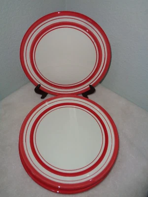 Platos de cena retro con anillo a rayas rojas circa DANSK de 4 piezas Foto 1 de 2