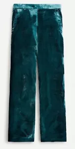 NUEVO CON ETIQUETAS J.CREW Talla 6P Pull-on Peyton Pantalón de pierna ancha en terciopelo VERDE Estilo AT576 $118 - Imagen 1 de 8
