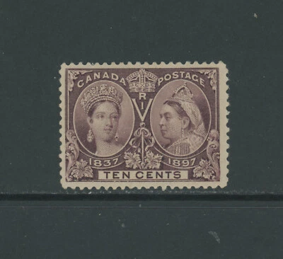 Canadá Scott # 57 F-VF OG bisagras 10 centavos 1897 sello gato $160 Foto 1 de 2