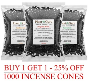 1000 Charcoal Incense Cones 1" TOPFLOW Bulk Wholesale Handmade For Burner Holder - Picture 1 of 171