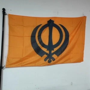Bandera Sikh Naranja Poliéster India Sij Religión Bandera Decoración Exterior - Imagen 1 de 7