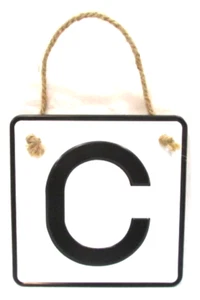 Metal Monogram with Rope Letter "C" 8" x 8" Sign - Picture 1 of 5
