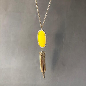 Kendra Scott Rayne Gold Plated and Yellow  Onyx Pendant Tassel Necklace 30"