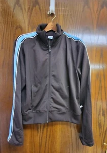 Vtg New Y2K Retro Counter Culture  Track Jacket Full Zip Mock Neck Brown Blue XL - Picture 1 of 8