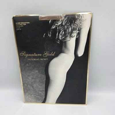Victoria’s Secret Signature Gold Sheer Seduction Pantyhose ControlTop Nude Sz. B - Image 1 of 4