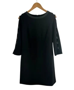Donna Ricco Nero Ecopelle Cutout Shift Dress Taglia 6 Wedding Cocktail Party - Foto 1 di 9