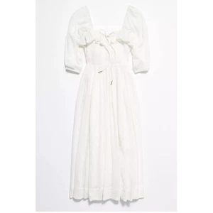 Free People Oasis Dress Womens XS Cream Smocked Babydoll Midi - Picture 1 of 8