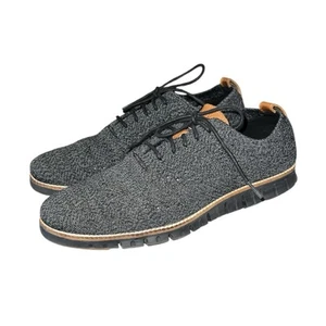 Cole Haan Men’s ZeroGrand Stitchlite Wingtip Oxford Black Gray Shoes Size 10 - Picture 1 of 12