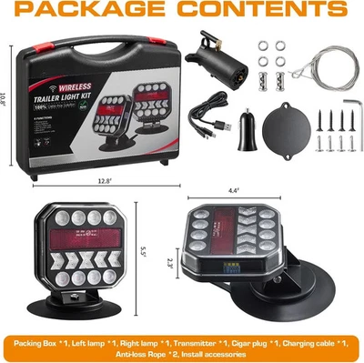 Wireless Trailer Lights, USB-C Magnetic Wireless Tow Light with Retroreflectors, - Image 1 of 4