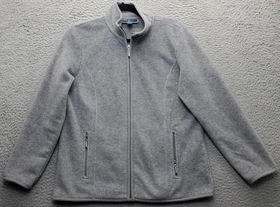Chaqueta polar deportiva Karen Scott para mujer gris PM manga larga cuello falso cremallera completa Foto 1 de 4