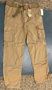 Ring Of Fire Youth Boy’s Size 20 Khaki Belted Cargo Pants NWT - Picture 1 of 5