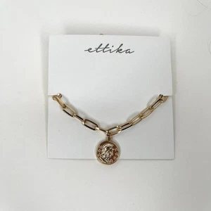 Ettika Fashion Jewelry Gold Chunky Chain Coin Pendant Charm Bracelet GTB1496 NWT - Picture 1 of 4