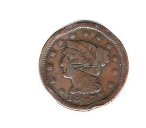 1847 LARGE CENT GREAT DETAIL & EYE APPEAL SHIPPING .99 - Picture 1 of 2