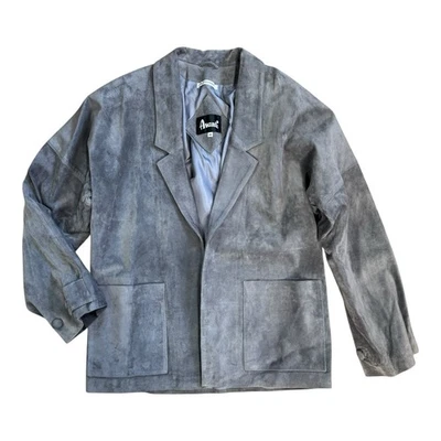 VTG Avanti Gray Genuine Pig Suede Open Jacket Push Sleeves Blazer Size Medium M - Image 1 of 4