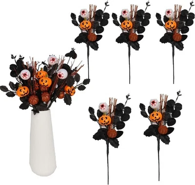 5 PIEZAS Flores Artificiales de Halloween, 13.4 Pulgadas Artificial Calabaza Hoja de Arce Floral Foto 1 de 4
