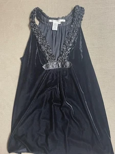 Max Studio Petite LP Black Pullover Top Sleeveless Faux Velvet Polyester Spandex - Picture 1 of 9