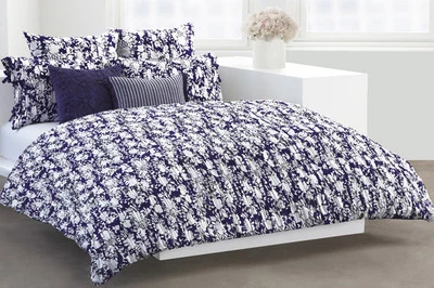 DKNY Flowering Willow FULL/QUEEN EDREDÓN Juego de Funda y Fundas Índigo Azul Marino 5 piezas Nuevo en Paquete Foto 1 de 4