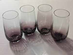 Purple Amethyst Crackle Tumblers Glasses Tumblers Lot Of 4 Pier 1 One - Picture 1 of 6