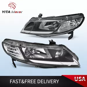 LED DRL HeadlightsFor 2006-2011 Honda Civic FA Sedan 4DR Headlamps Pair Lamps - Foto 1 di 9