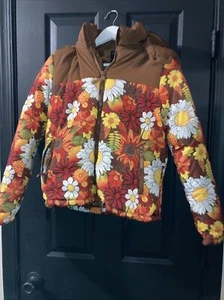 Therapy Hoodie Collared Lined Sz S Polyester Puffer Jacket Zip Closure Multicolo - Picture 1 of 12