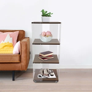 360° Rotating Display Bookshelf 3 Tiers Standing Corner Storage Bookcase Rack US - Picture 1 of 14