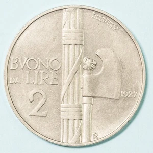 VITTORIO EMANUELE III 2 LIRE VOUCHER 1927 VERY RARE BUNDLE SPL NICKEL COIN - Picture 1 of 2