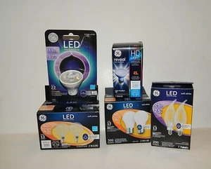 Bundle 8 GE LED Light Bulbs G16 GU10 R20 A15 CAC - Picture 1 of 4