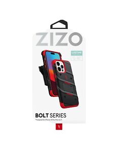 ZIZO BOLT BUNDLE IPHONE 15 PRO MAX CASE WITH TEMPERED GLASS BLACK & RED