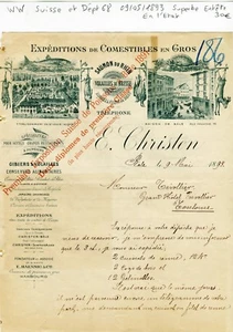 Suisse & Dépt 68 - Bâle 15 Rue Franche - Superbe Entête Gibiers & Poissons  1893 - Picture 1 of 1