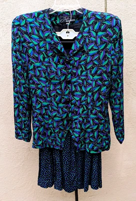 复古 20 世纪 80 年代衬衫裙 Bichon Cynthia Howie 2 件尺寸 11/12 美丽 — 第 1/4 张图片