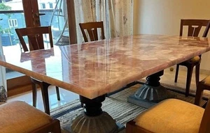 60" x 30" Luxury Rose Quartz Dining Table Top - Kitchen Centerpiece Tabletop - Picture 1 of 7