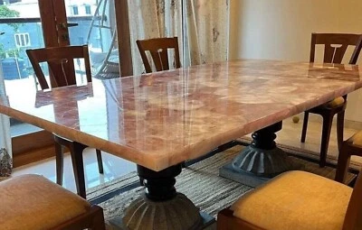 60" x 30" Luxury Rose Quartz Dining Table Top - Kitchen Centerpiece Tabletop - Image 1 of 4