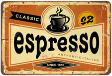 AOYEGO Espresso Tin Sign,Classic Italian Coffee Vintage Metal Tin Signs for Cafe