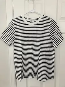 NWT Frank And Oak Women’s Black/White Stripe Crew Neck Short Sleeve Tee, Medium - Picture 1 of 6