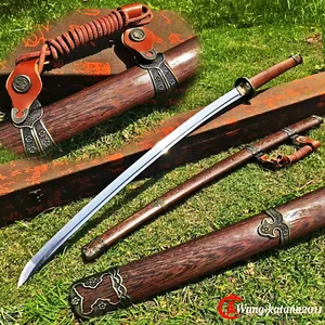Sable militar japonés tipo 98 Katana 1095 acero palo de rosa afilado espada samurai - Imagen 1 de 10
