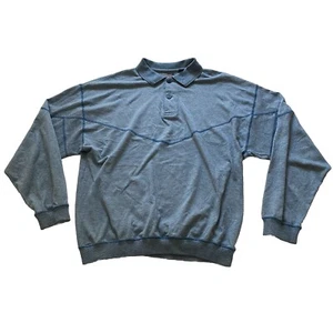 Vintage 80s Members Only Mens M Blue Textured Lightweight Collar Sweatshirt - Picture 1 of 15