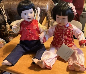 DANBURY MINT Porcelain Collectors' Oriental Dolls by Bruce - Picture 1 of 5