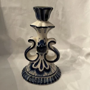 Gzhel Russian Vintage Handpainted Candlestick Blue White! - Picture 1 of 5